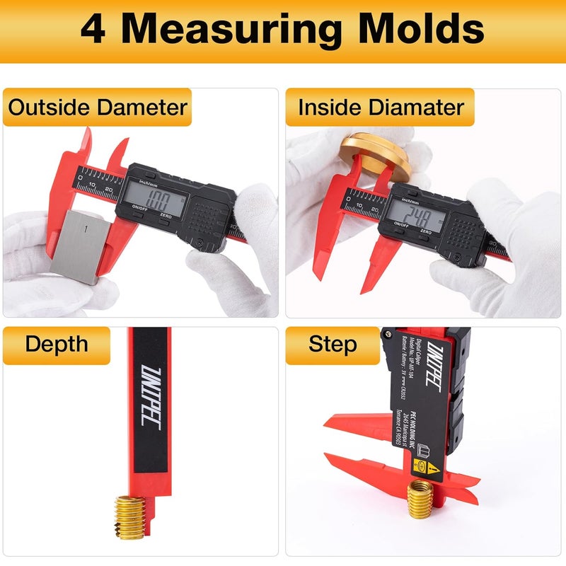UNIPEC 6" Digital Caliper – Measuring Tool with LCD Display, Inch/MM Conversion, Auto-Off, Accurate ABS Body Electronic Caliper for DIY, Woodworking, Metal & Crafts - Image 5